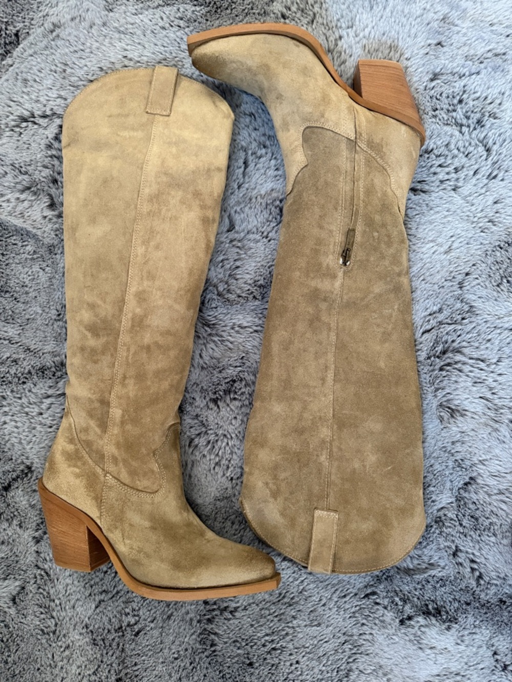 Brand New Over-the-Knee Suede Boots in Taupe with Heel